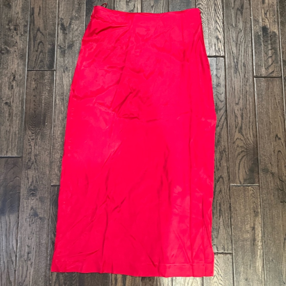 Zara Red Satin Midi Skirt
